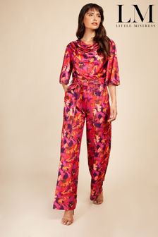 Little Mistress Red Marble Print Cowl Neck Jumpsuit (K34341) | €48