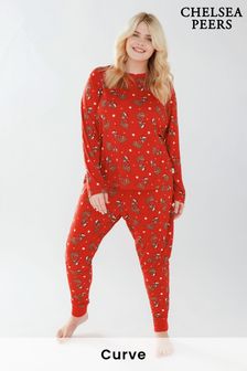 Chelsea Peers Red Curve Womens Matching Family Christmas Cockapoo Long Crew Set (K34408) | 51 €
