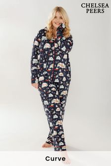 Set de pijamale lungi cu nasturi și model festiv Chelsea Peers Crăciun - Femei (K34410) | 300 LEI