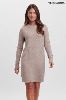 Stein - Vero Moda Bequemes, langärmeliges Pulloverkleid (K35072) | 25 €