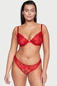 Victoria's Secret Lipstick Red Floral Embroidered Thong Panty (K35167) | €27