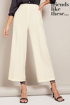 Bela slonokoščena - Krojane hlače s širokimi hlačnicami Friends Like (K35608) | €17