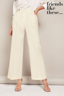 Friends Like These Ivory High Waisted Wide Leg Trousers (K35609) | TRY 694