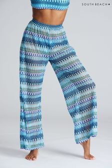 South Beach Blue Multi Crochet Wide Leg Trouser (K35978) | €23