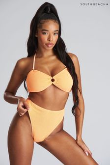 South Beach Orange Textured Bandeau Bikini Set (K35989) | LEI 197