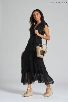 South Beach Black Sequin Detail Midi Dress (K36041) | 252 zł
