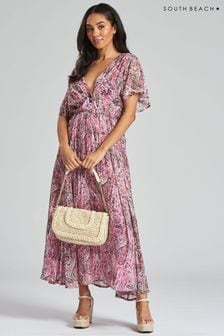 Платье миди с цветочным принтом и отделкой металлик South Beach (K36042) | €24