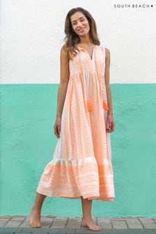 South Beach Orange Jacquard Sleeveless Maxi Dress (K36048) | 32 €