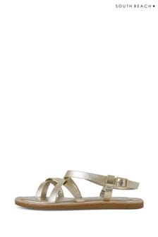 South Beach Gold Strappy Sandal with Padded Sole (K36069) | €47