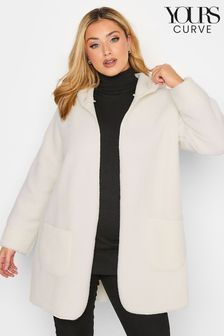Yours Curve Cream Luxury Faux Fur Jacket With Hood (K36100) | €22