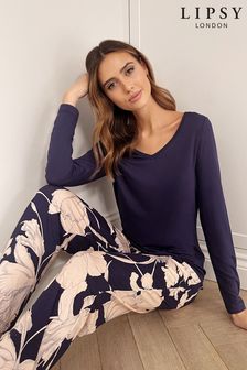 Lipsy Printed Long Sleeve Jersey Pyjama Set (K36232) | KRW55,800