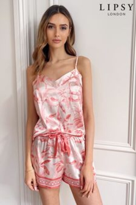 Ružová s potlačou - Pyžamové tielko a šortky Lipsy (K36374) | €36