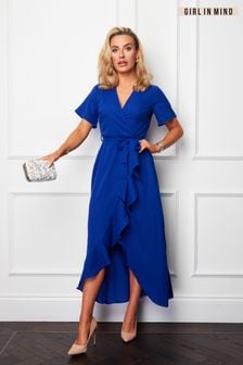 Girl In Mind Cobalt Blue Farren Wrap Maxi Dress (K36623) | $61