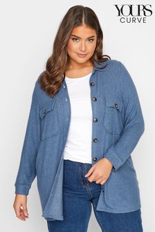 Yours Curve Blue Button Through Shacket (K37071) | €33