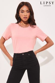 Lipsy Pink Necklace Trim T-Shirt (K37159) | €14