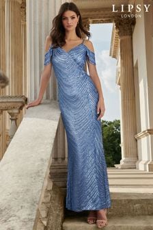 Lipsy Light Blue Cold Shoulder Bridesmaid Dress (K37278) | €67