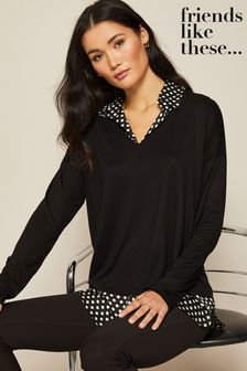 Friends Like These Black 2in1 Collar Detail Top (K37477) | $45