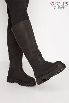 Yours Curve Black Wide FIt Wide Fit Cleated Calf Boot (K38044) | €41