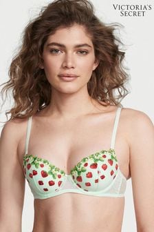 Victoria's Secret Pale Green Embroidery Lightly Lined Demi Strawberry Embroidered Bra (K38212) | €81