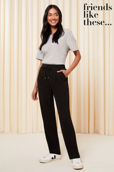 Friends Like These Black Tie Waist Smart Tailored Jogger (K38422) | 148 QAR