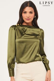 Lipsy Khaki Green Shoulder Detail Top (K38451) | INR 3,566