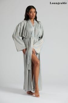Loungeable Silver Iridescence Plisse Long Dressing Gown (K38951) | R686