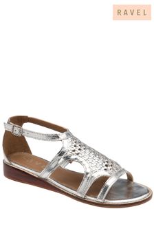 Ravel Silver Gladiator Handwoven Leather Wedge Sandal With Buckle Fastening (K39386) | 100 €