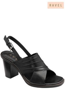 Ravel Leather Block Heel Sandal With Buckle Fastening