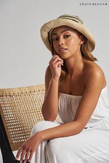 South Beach Cream Stripe Straw Bucket Hat (K39582) | €13