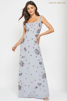 Maya Blue Ruffle Detail Floral Maxi Dress (K39817) | 111 €