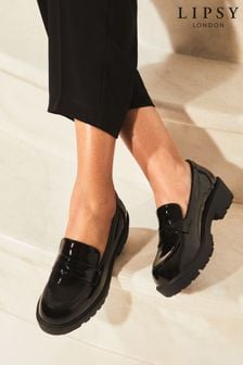 Lipsy Black Regular Fit Flat Patent Chunky Slip On Loafer (K39926) | 202 QAR