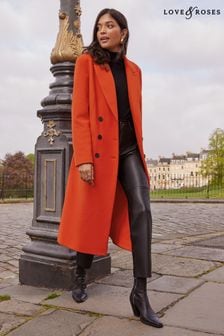 Love & Roses Orange Double Breasted Smart Trench Coat (K40367) | €53