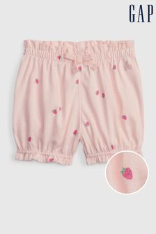 Roz - Pantaloni scurți din bumbac Imprimeuri Volane Gap Bebeluși (K40548) | 54 LEI