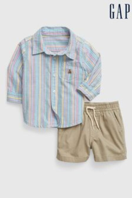 Set cămașă și pantaloni scurți Gap Dungă Bebeluși (K40567) | 236 LEI
