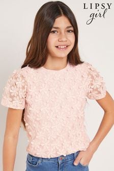 Lipsy Pink Flower Detail T-Shirt (K40829) | INR 2,095 - INR 2,756