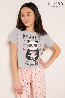 Panda, pink - Lipsy Kurzärmeliges Pyjamaset mit langer Hose (K40847) | 21 € - 30 €