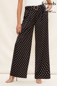 Friends Like These Black Spot Print Belted Wide Leg Trousers (K40949) | 23 €
