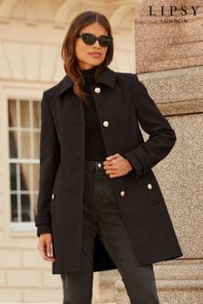 Lipsy Black Petite Princess Military A Line Coat (K40983) | €34