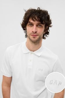 Белый - Рубашка поло из пике с короткими рукавами и логотипом Gap (K41017) | €27