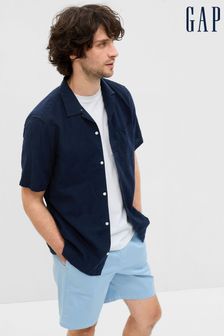Gap Navy Blue Linen-Cotton Short Sleeve Shirt (K41024) | €25