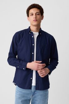 Темно-синий - Приталенная рубашка на пуговицах из эластичной ткани Gap (K41164) | €41