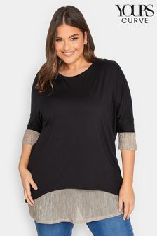 Yours Curve Black Black Luxury Double Layered Blouse (K41433) | €19