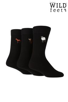 Wildfeet Black - Animals Embroidered Socks (K41471) | CA$29