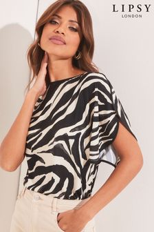 Črna zebra - Lipsy z razširjenimi rokavi in okroglim ovratnikom (K41595) | €15