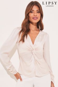 Lipsy Nude Twist Front Long Sleeve Top (K41596) | 21 €