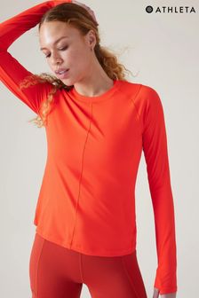 Athleta Orange Long Sleeve High Neck UPF Mesh T-Shirt (K41840) | €25