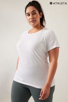 Athleta White Short Sleeve Crew Neck Seamless T-Shirt (K41867) | kr649
