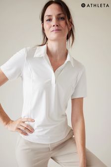 Athleta White Short Sleeve Upf Polo Shirt (K41890) | €31