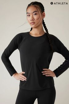 Negro - Camiseta deportiva de manga larga con cuello redondo de Athleta (K41926) | 50 €