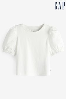 Gap White Broderie Puff Sleeve T-Shirt (K42113) | €10.50